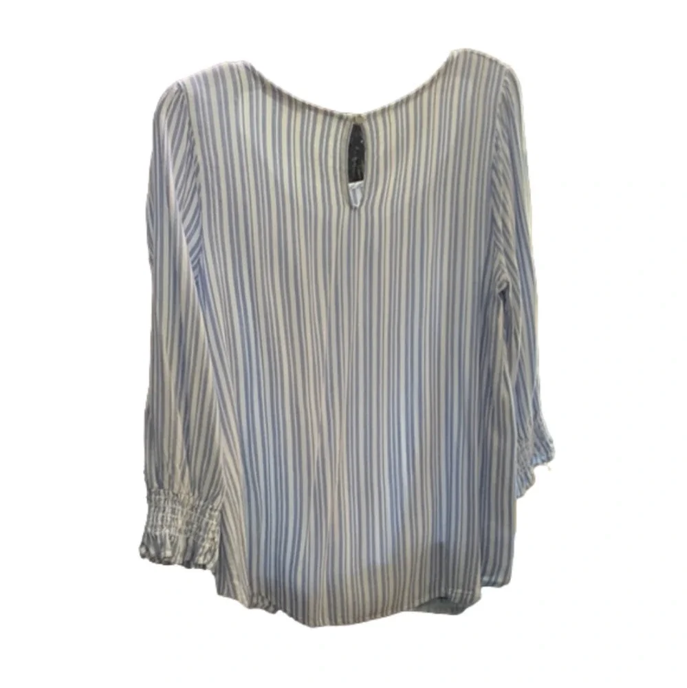 Medium West Kei top from stitch fix. Blue and white cool and breezy.